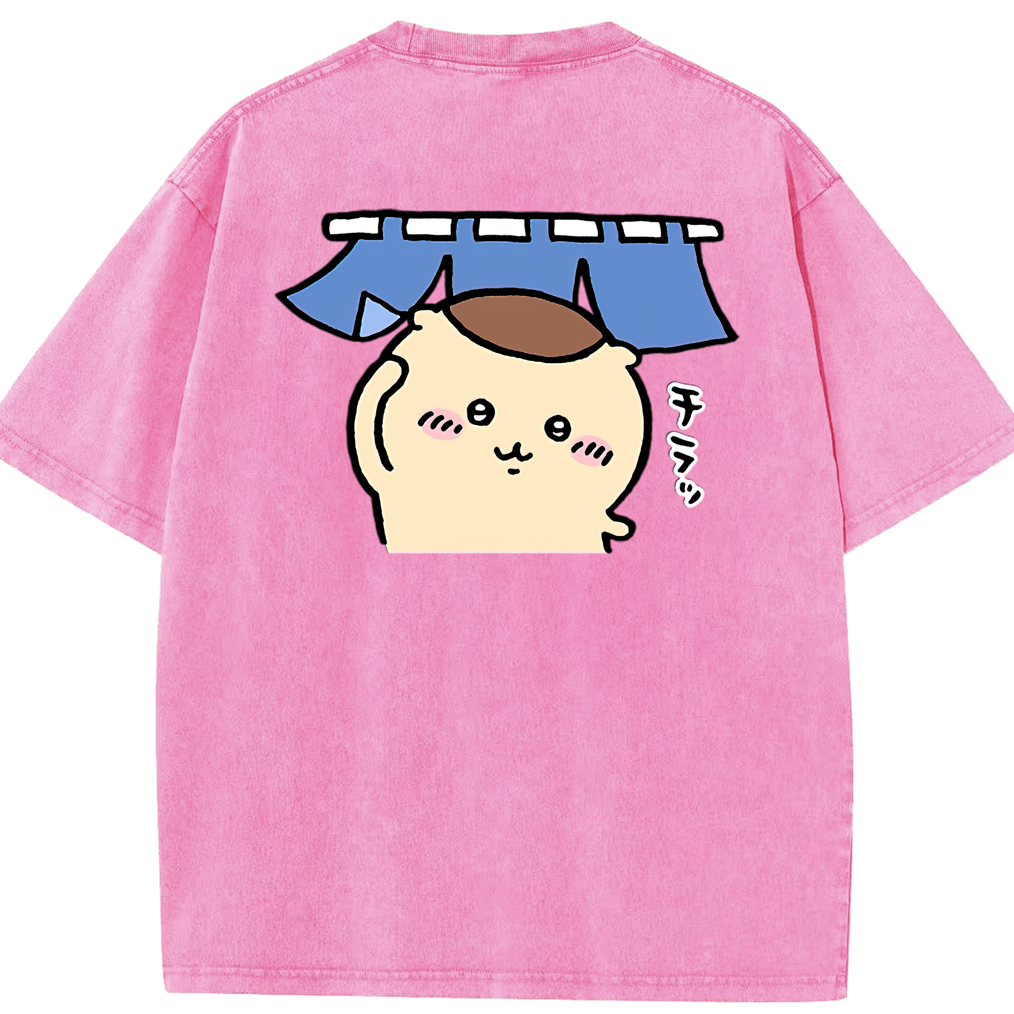 （画像用） ちいかわ くりまんじゅう Chii-kawa kuri manjū 綿100% ヴィンテージ風 半袖Tシャツ（背面プリント）